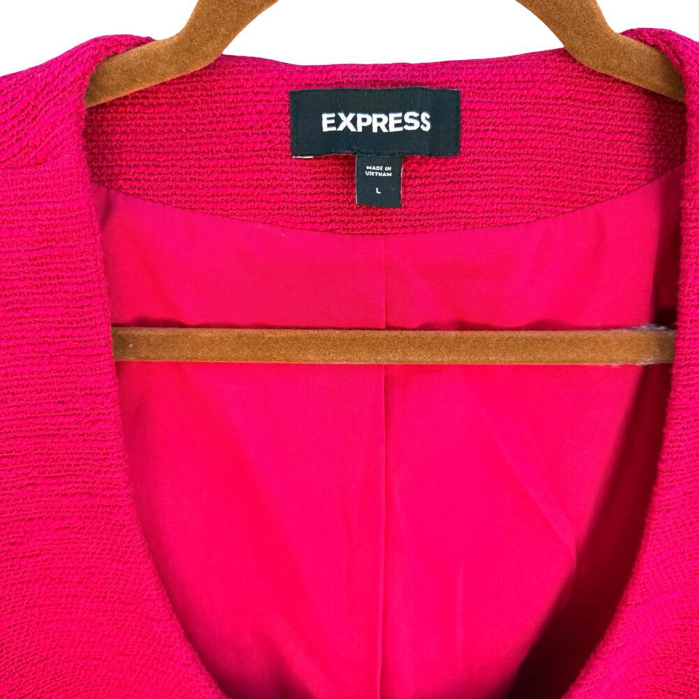 Express Hot Pink Textured Cropped Blazer Jacket Size L - Picture 3 of 7